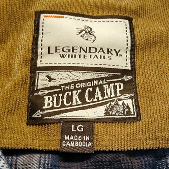 Legendary Whitetails Buck Camp Cotton Men's LG  Corduroy neck & cuffs - Picture 2 of 10